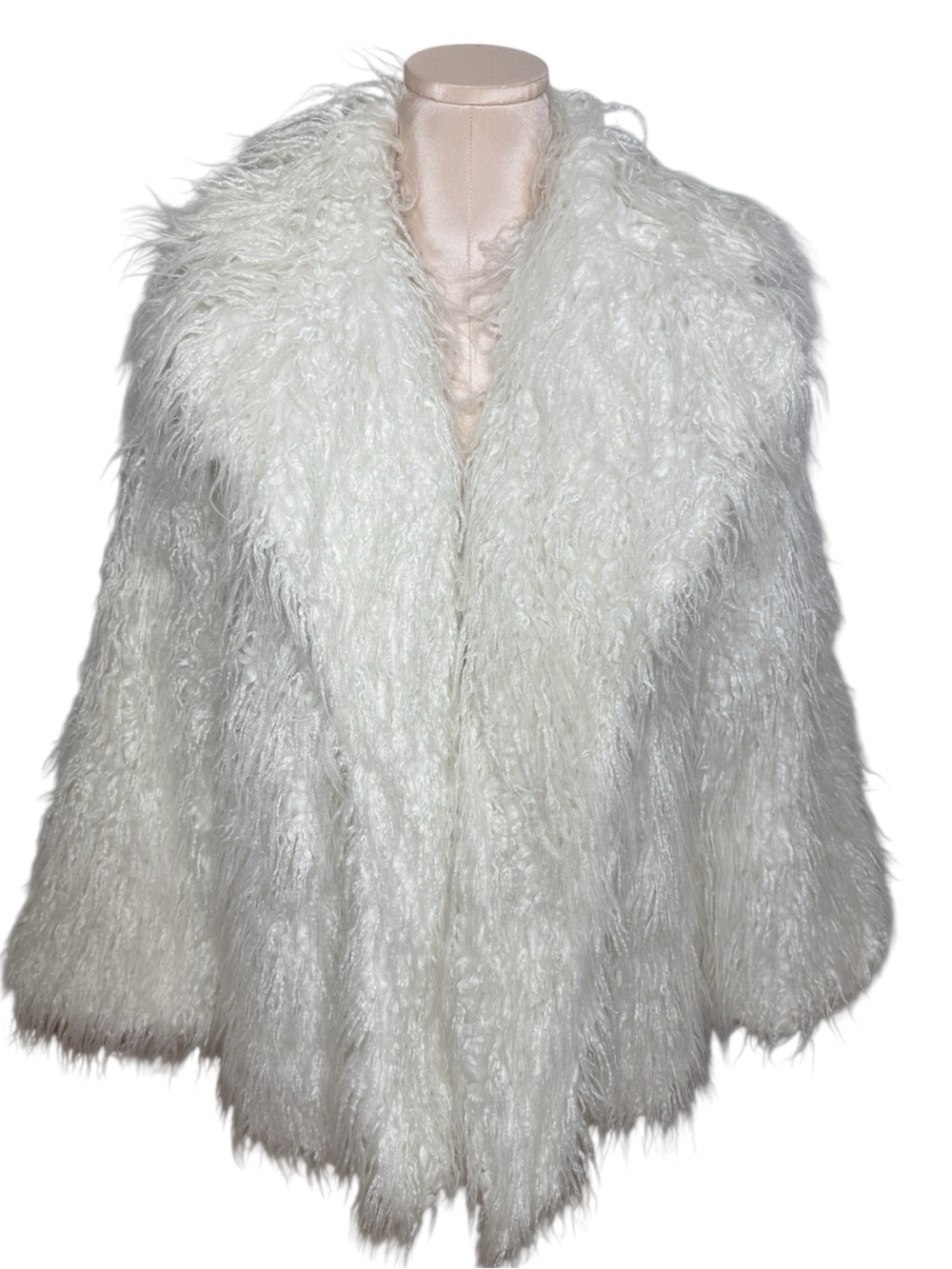 White faux fur coat